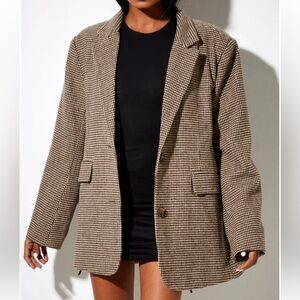Motel Rocks Maiwa Tan Houndstooth Blazer